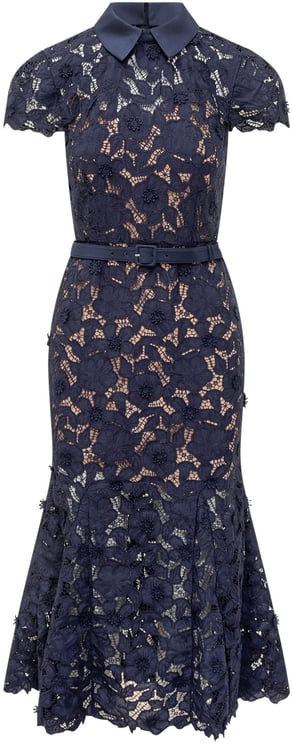 Self-Portrait Abito Midi in Pizzo Floreale