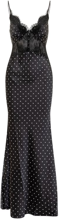 Self-Portrait Abito Maxi a Pois con Pizzo