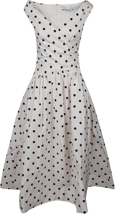 Self-Portrait Polka Dot Cotton Midi Dress Nude