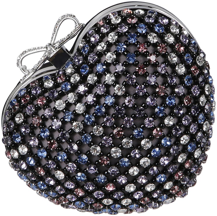 Self-Portrait Multi Crystal Heart Clutch Bag Multicolour