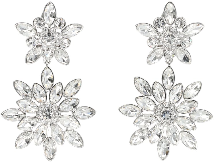 Self-Portrait Crystal Flower Earring Pendant Argento