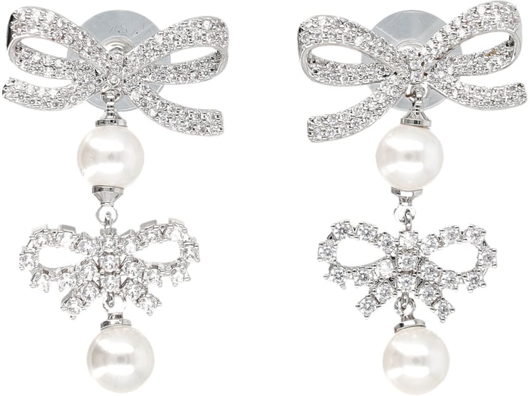 Self-Portrait Double Bow Earring Argento