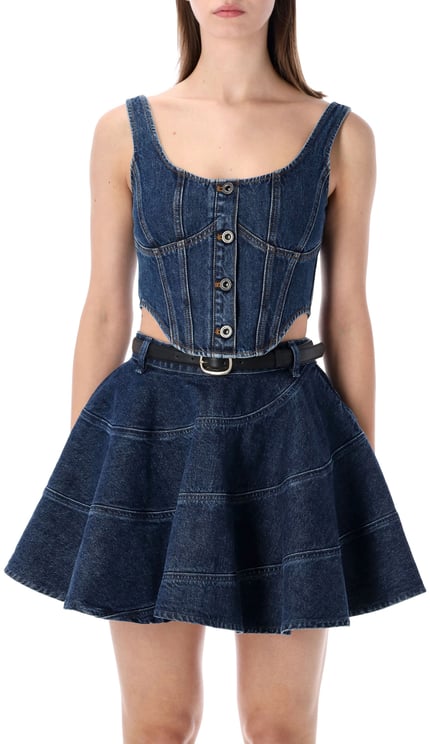 Self-Portrait Denim Corset Top Blue