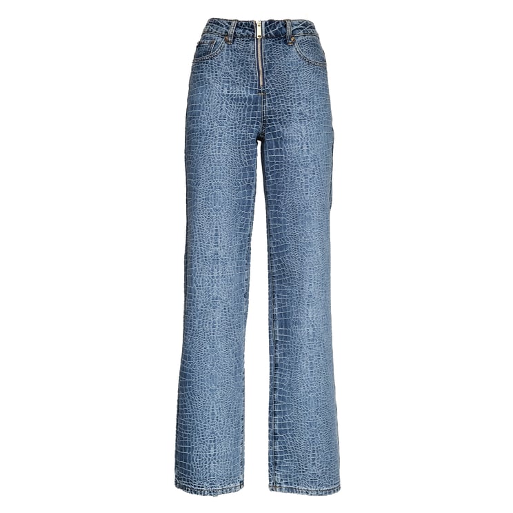 Self-Portrait High-Waisted Crocodile Effect Jeans