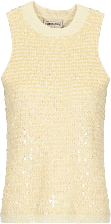 Semicouture Top Pailettes Blan