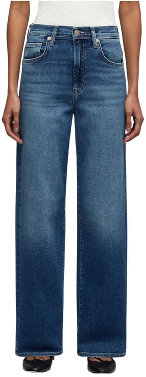 Seven Jeans droit Stovepipe taille haute toile souple denim délavé 7 For All Mankind 7U4N012 Seven