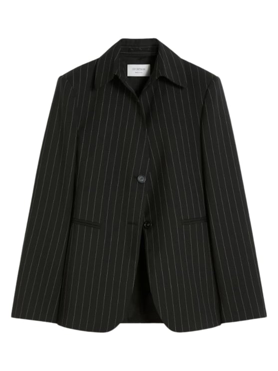 Sportmax Black Pinstripe Single Button Jacket