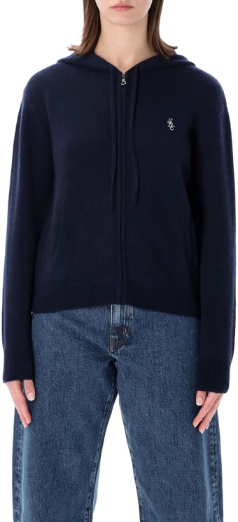 Sporty & Rich S&R Cashmere Zip Hoodie Blu