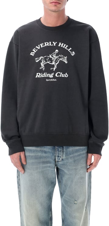 Sporty & Rich Bh Riding Club Crewneck Faded Black