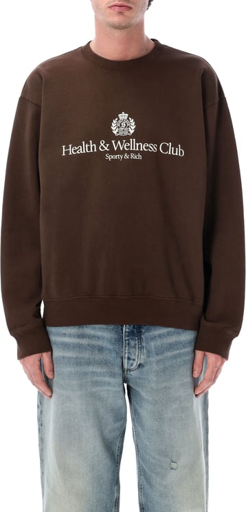 Sporty & Rich H&W Crest Crewneck Marrone