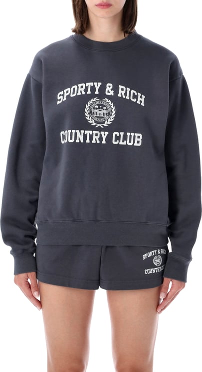 Sporty & Rich Varsity Crew Neck Carbon Choco