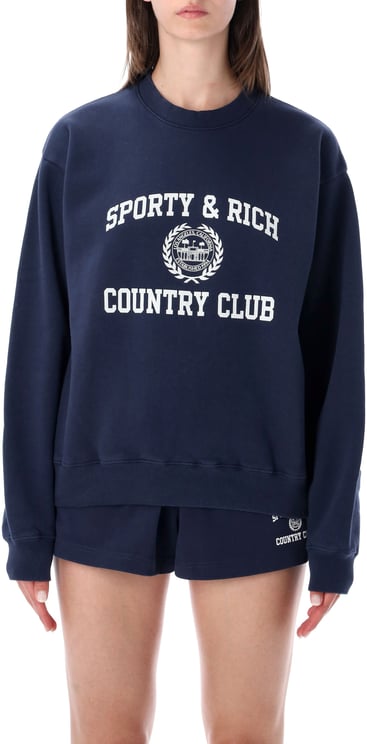 Sporty & Rich Country Club Varsity Crewneck Blue
