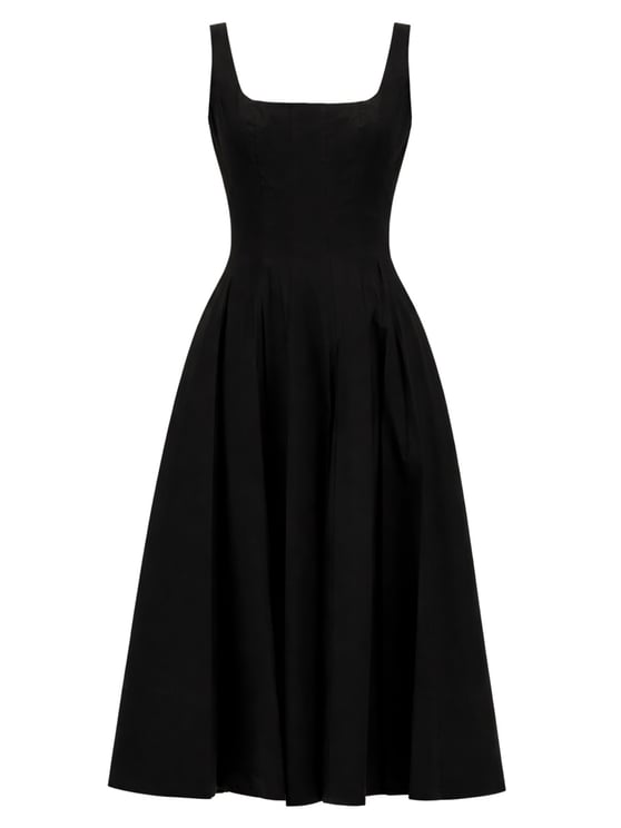 Staud Ellison Viscose-Blend Pleated Midi Dress
