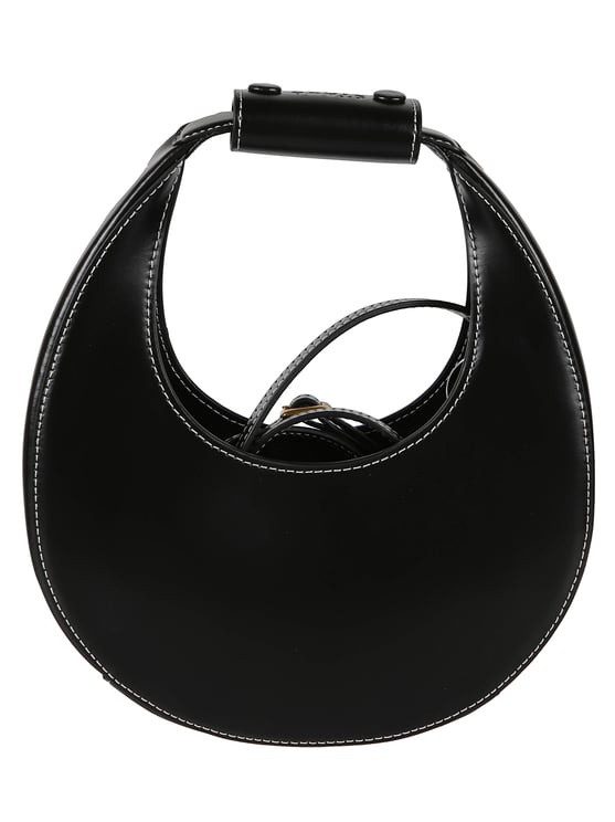 Staud Crescent Moon Shoulder Bag with Gold Hardware and Contrasting Stitching