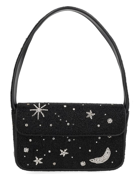 Staud Black Tommy Celestial Beaded Glass Shoulder Bag