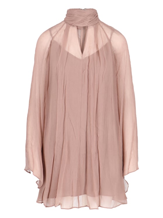 Staud Asymmetrical Mini Chiffon Dress With Front Cut-Out