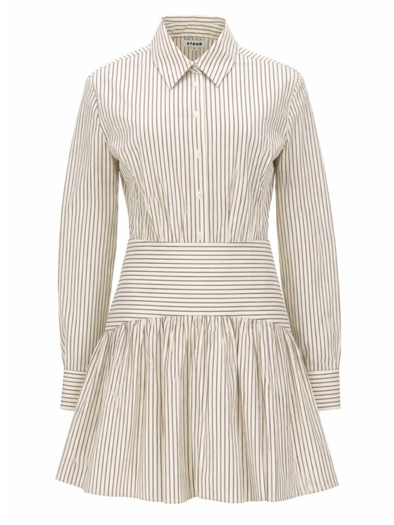 Staud Rocco Fitted Stripes Flared Mini Dress