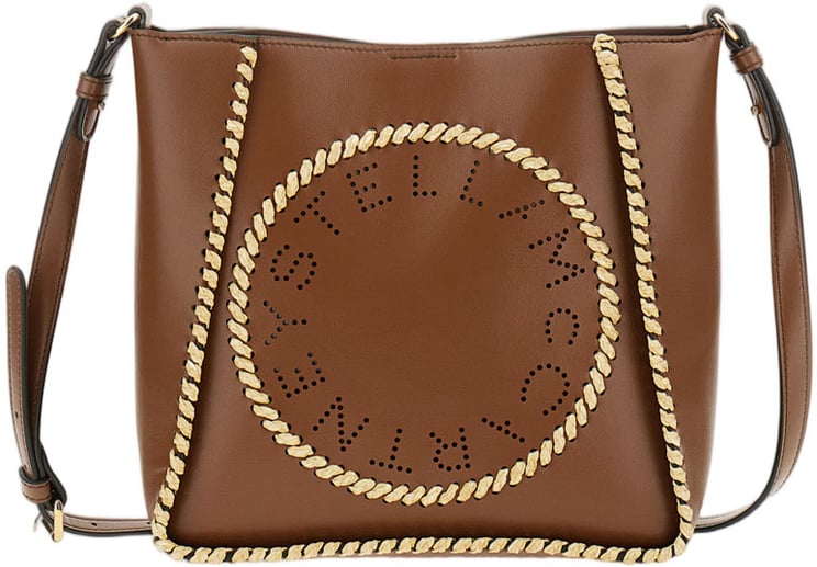 Stella McCartney Brown Crossbody Logo Raffia Bag
