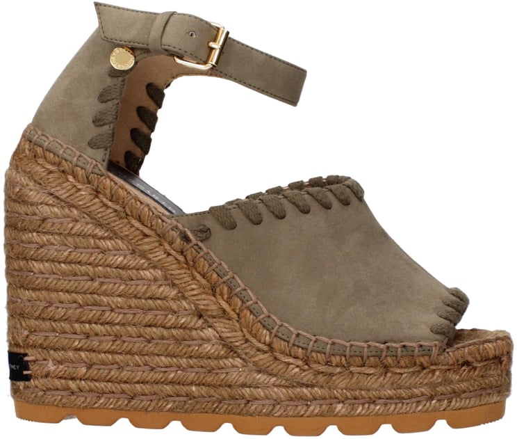 Stella McCartney Stella McCartney Green Leather Wedge Sandals