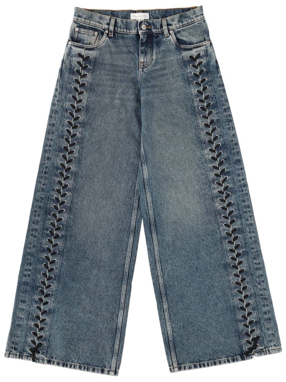 Stella McCartney Lace-Up Cotton Medium Wash Jeans