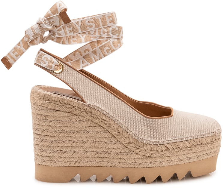 Stella McCartney Scarpa con Zeppa Gaia Slingback con Lacci alla Caviglia e Suola Dentata