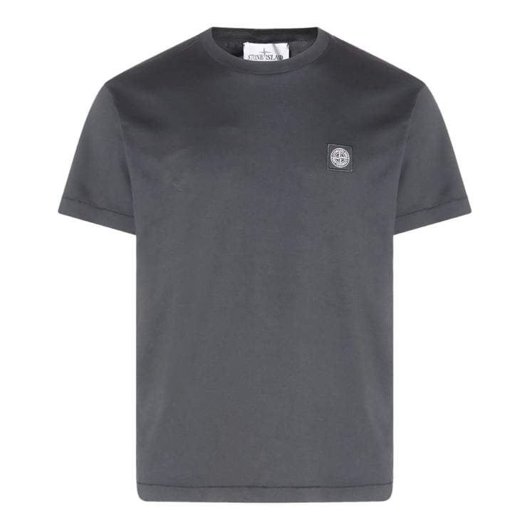 Stone Island Crew Neck T-Shirt With Minimalist Design And Patch Logo