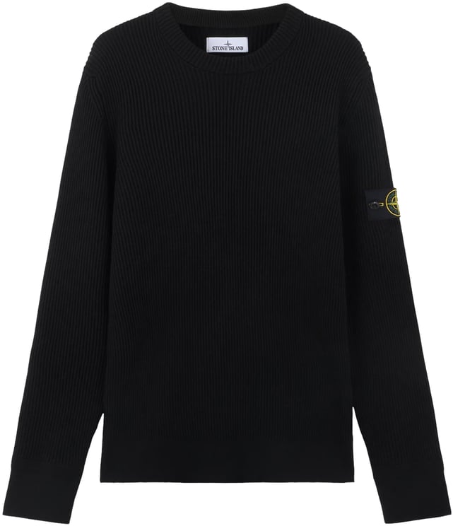 Stone Island Heren Logo Patch Knitted Zwart