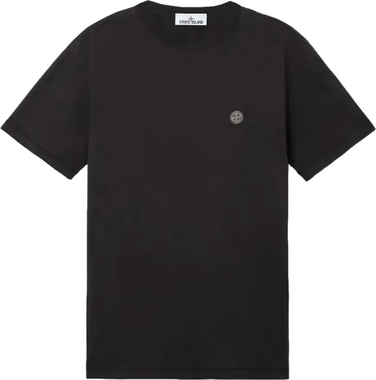 Stone Island T-shirt van 60/2 katoenjersey, zwart.