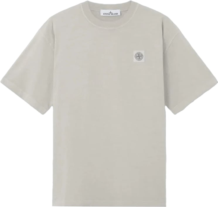 Stone Island T-shirt van gekamd biologisch katoenjersey, parelgrijs.