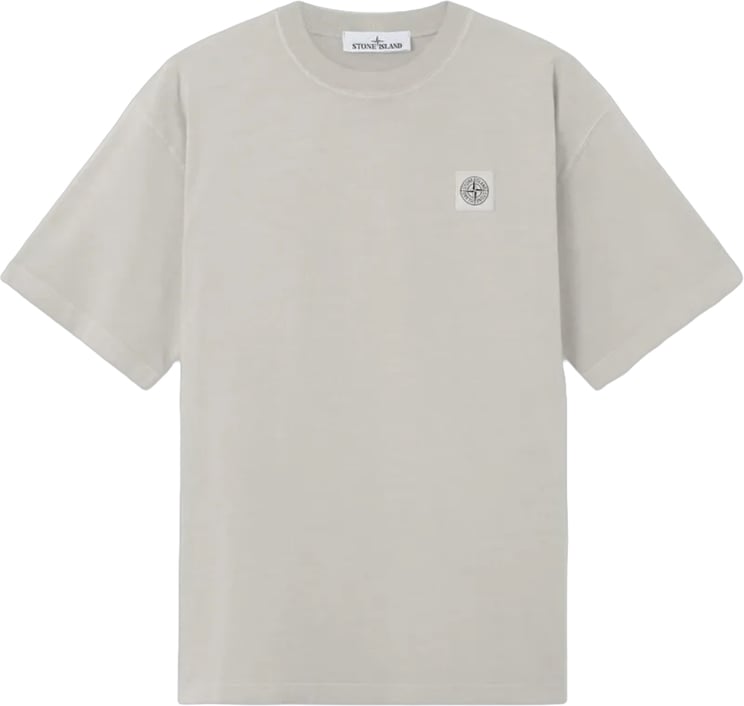 Stone Island T-shirt van gekamd biologisch katoenjersey, parelgrijs.