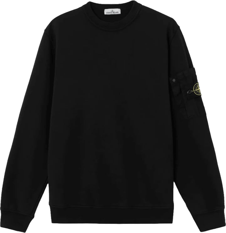 Stone Island Sweatshirt van katoenen fleece met seizoenszak, zwart.