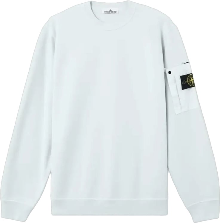 Stone Island Katoenen fleece sweater met seizoenszak, lichtblauw