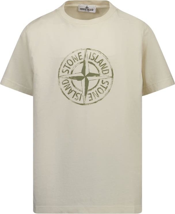 Stone Island Junior Stone Island Kinder Jongens T-Shirt In Off White