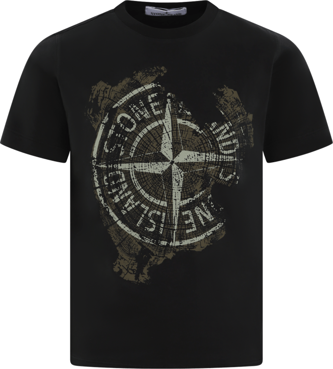 Stone Island Junior Kids Logoprint T-Shirt Zwart