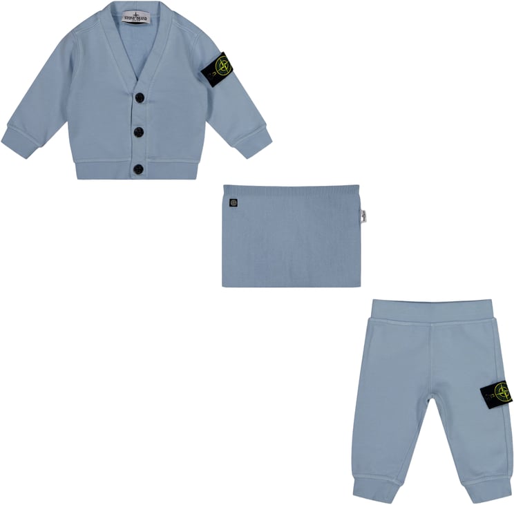Stone Island Junior Stone Island Baby Jongens Setje In Licht Blauw