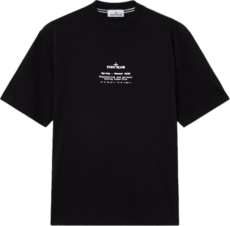 Stone Island T-shirt van biologisch katoenjersey met 'Stone'-print, zwart.