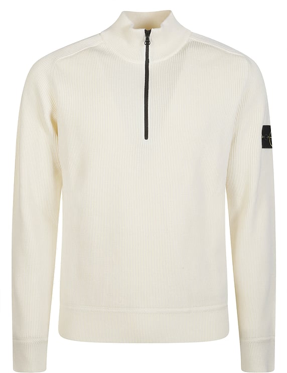 Stone Island Basic Half Zip Sweater White