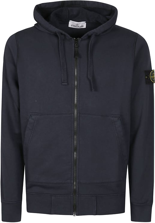 Stone Island Logo Full Zip Sweatshirt Blue