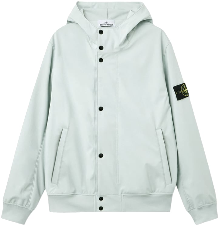 Stone Island Lichte softshell parka - e.dye technologie, korte parka, saliegroen
