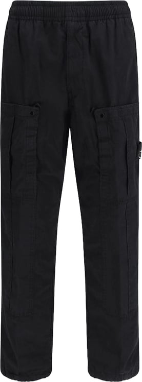 Stone Island ZWARTE RIPPSTOP BROEK VAN GEMERCERISEERD BIOLOGISCH KATOENEN