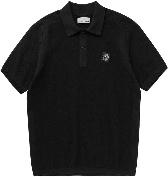 Stone Island Polo shirt van zacht biologisch katoen met microstiksels, zwart.