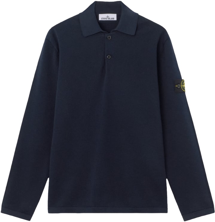 Stone Island Polo shirt van zacht biologisch katoen met microstiksels, marineblauw.