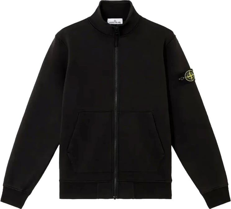 Stone Island Biologische katoenen fleece trui met ritssluiting, zwart