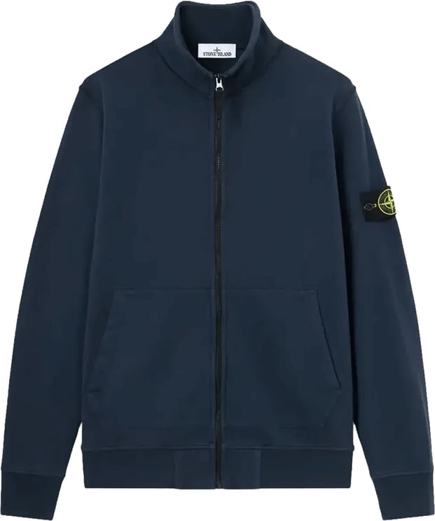 Stone Island Trui met ritssluiting van biologisch katoenfleece in marineblauw.