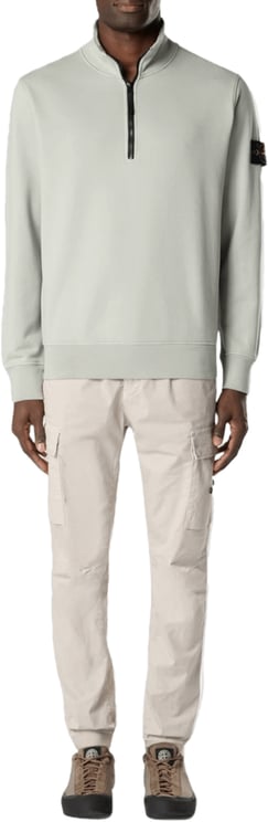 Stone Island Biologische katoenen fleece trui met ritssluiting, saliegroen