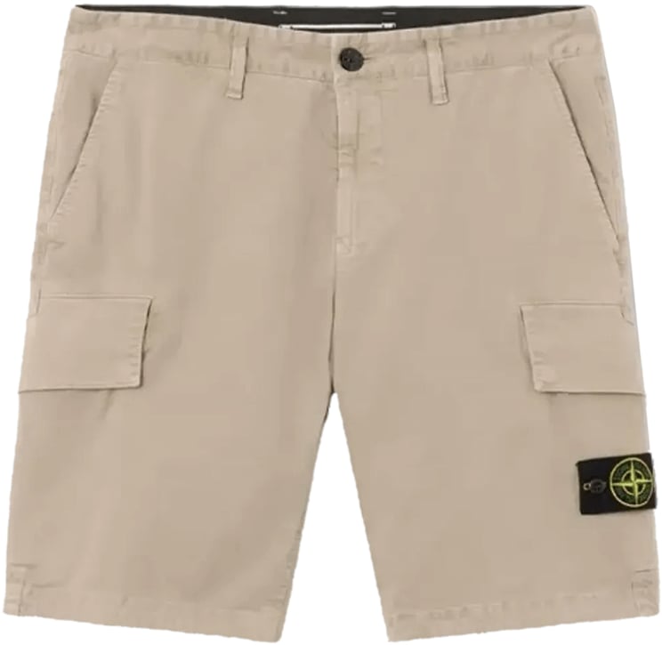 Stone Island Biologisch katoenen stretch short met gebroken twill in de kleur Desert Sand.