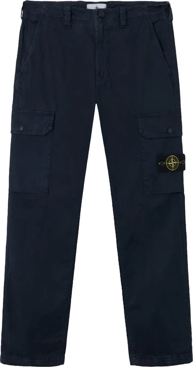 Stone Island ORGANIC KATOENEN STRETCH BROEK VAN GEBROKEN TWILL MARINEBLAUW
