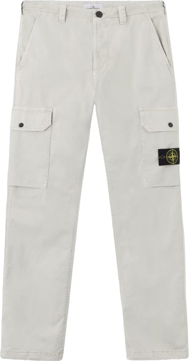 Stone Island BROEK VAN ORGANISCH KATOENEN STRETCH EN GEBROKEN TWILL, PARELGRIJS