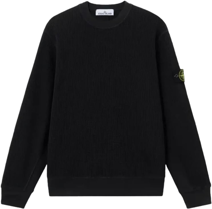 Stone Island SWEATSHIRT VAN BIOLOGISCH KATOENEN WAFFELFLEECE, ZWART