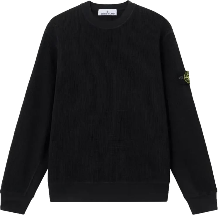 Stone Island SWEATSHIRT VAN BIOLOGISCH KATOENEN WAFFELFLEECE, ZWART